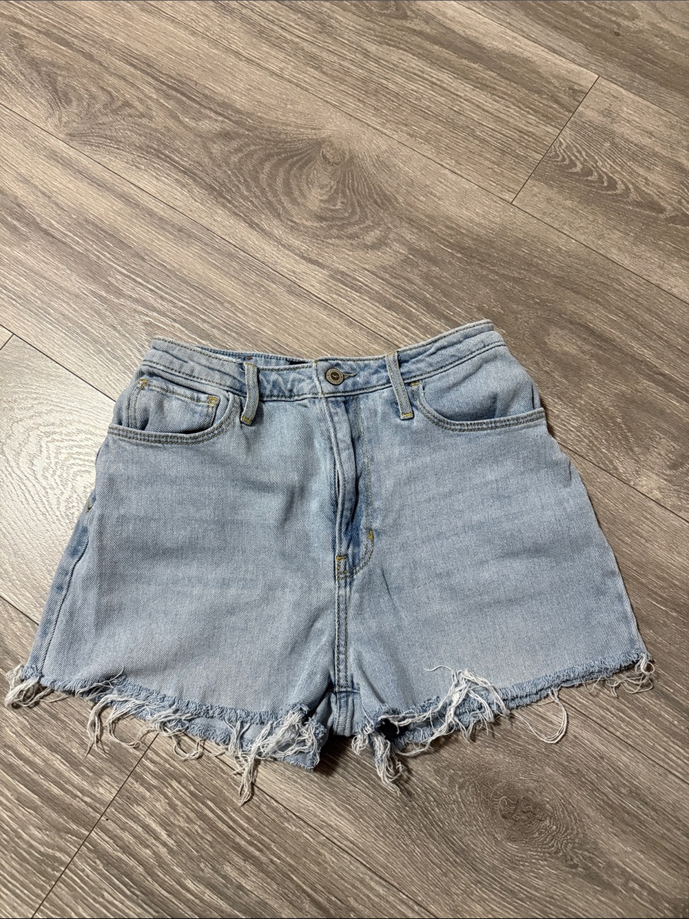 Hollister Light Blue Denim Frayed Cutoff Shorts